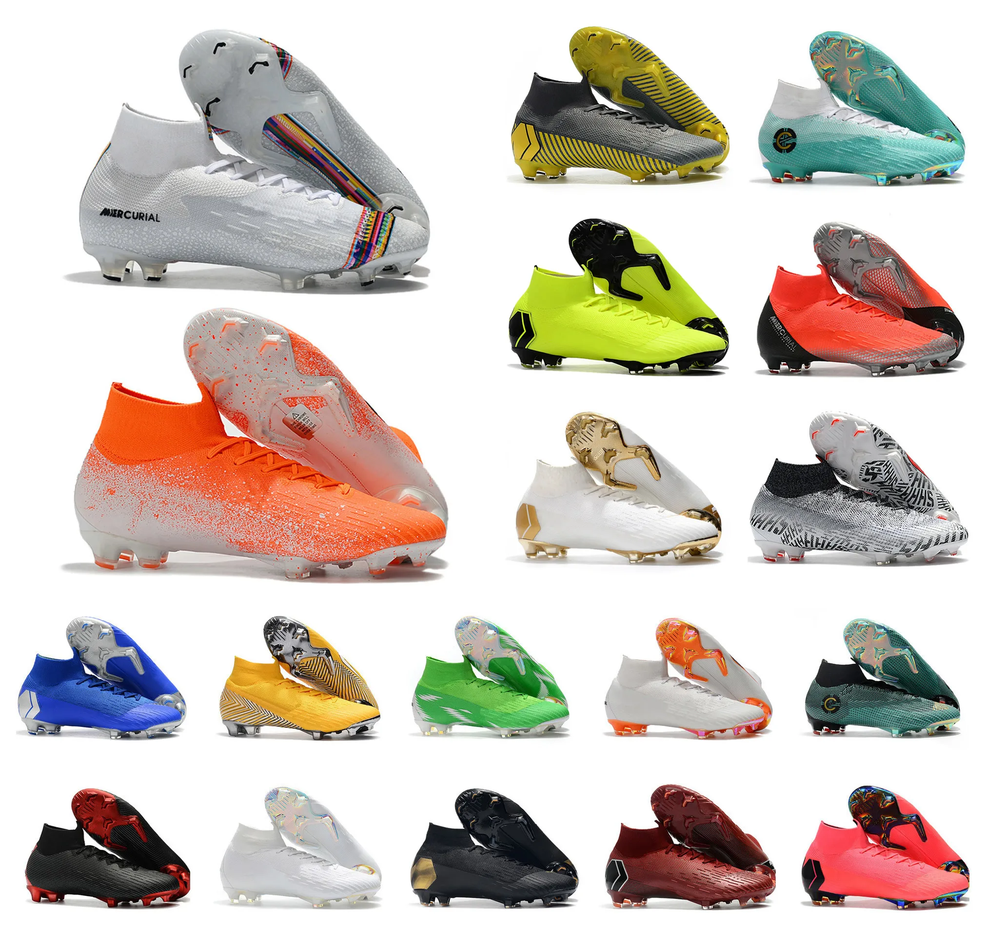 Хит продаж Mercurial Superfly VI 360 Elite FG KJ 6 XII 12 CR7 Ronaldo Neymar мужские и женские высокие футбольные бутсы Бутсы