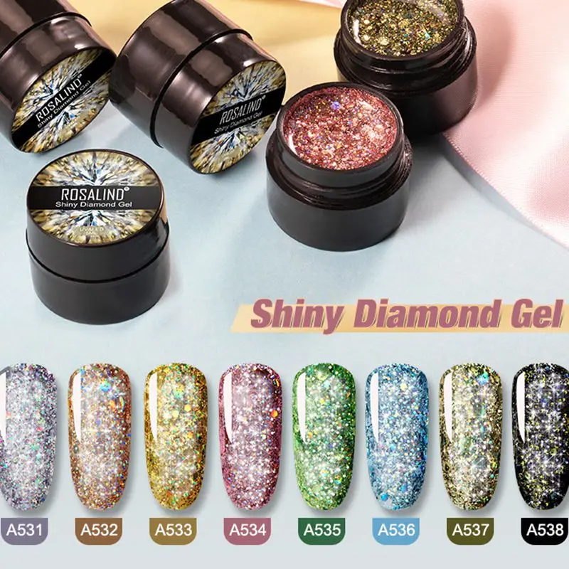 Абсолютно новый сверкающий клей для алмазов блеск Платиновый Гель-лак ногтей