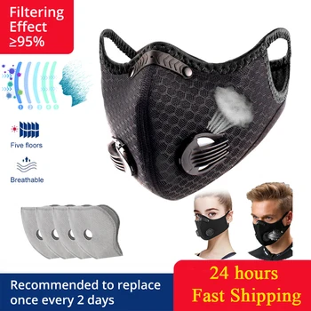 

Cycling Face Mask Filter PM2.5 Anit-fog Breathable Dustproof Bicycle Respirator Sport Protection Dust Mask Anti-droplet
