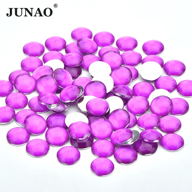 Neon Purple JUNAO, 4 мм, 12 мм, неоновые, зеленые, цветные, с плоской задней стороной, стразы, аппликация, Круглый, для ногтей, кристалл, камень, не исправление, Стразы для украшения - Цвет: Neon Purple