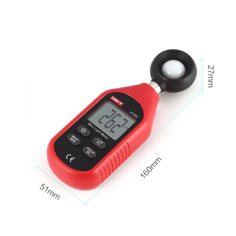 UNI-T UT383 Mini Digital Luxmeter LCD Display Light Meter Luminance Tester Handheld Luminometer Photometer 0-199999Lux