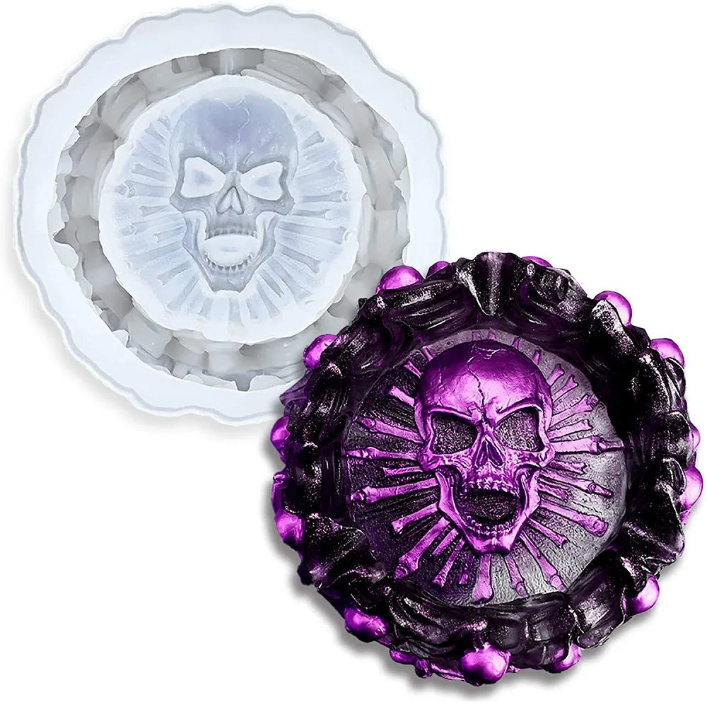 Silicone Skull Mold Ashtray Craft Resin Cool For DIY Making Crystal Epoxy Uv Gift Boy Creative | Украшения и аксессуары