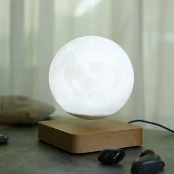 

Creative Tafellamp Hout Maan Lamp Slaapkamer Thuis Bruiloft Decoratie Maanlicht Bureaulamp Bedlampje Magnetic Suspension