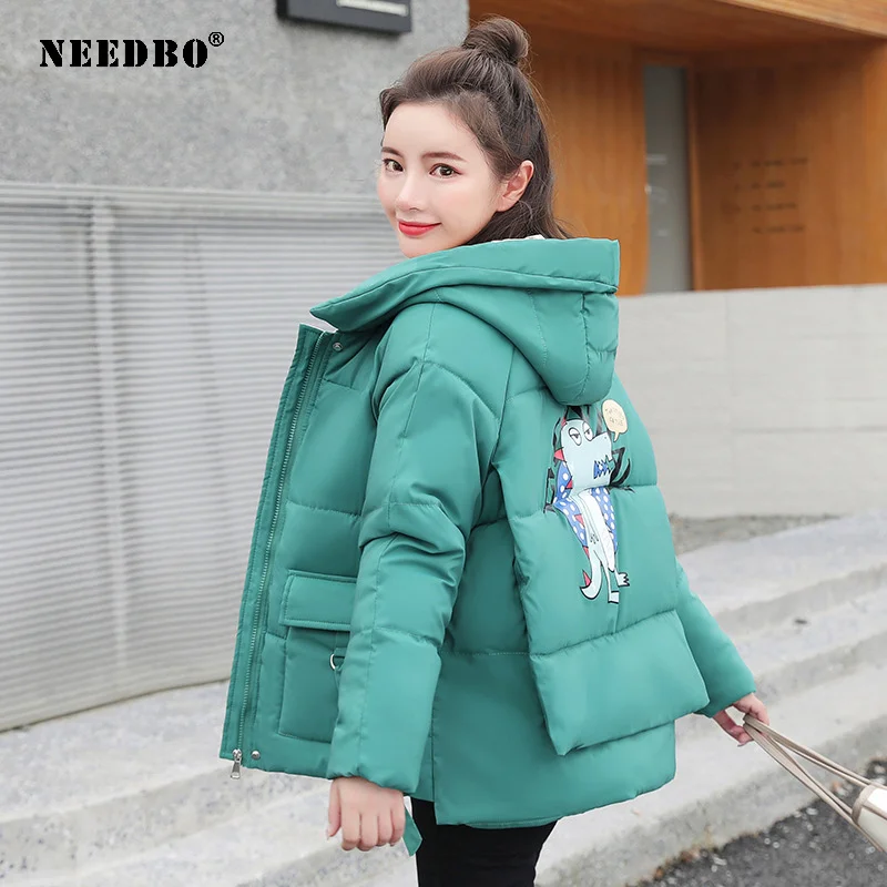 

NEEDBO зимняя куртка женская 2020 с капюшоном хлопковая стеганая куртка женская зимняя куртка теплая парка Mujer Повседневная Casaco верхняя одежда