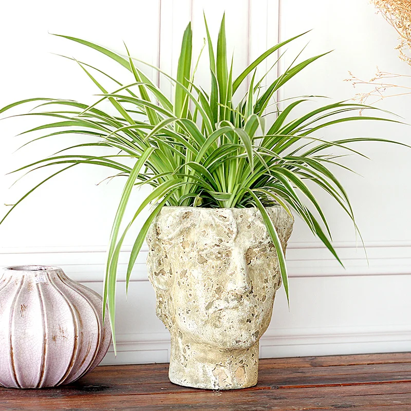 

Creative Personality Ceramic Flower Pots with Unique Face Portrait Modeling Interior Beautiful Pastoral Doing Old Red Pottery