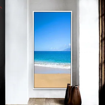 

Nordic Calm Blue Sea Landscape Decoration Canvas Painting Sea Beach Sand Waves Wall Art Picture Home Decor