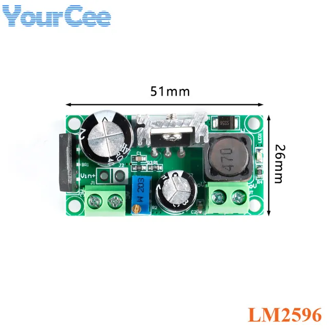 2pcs LM2596 DC-DC Adjustable Step-Down Power Module + LED