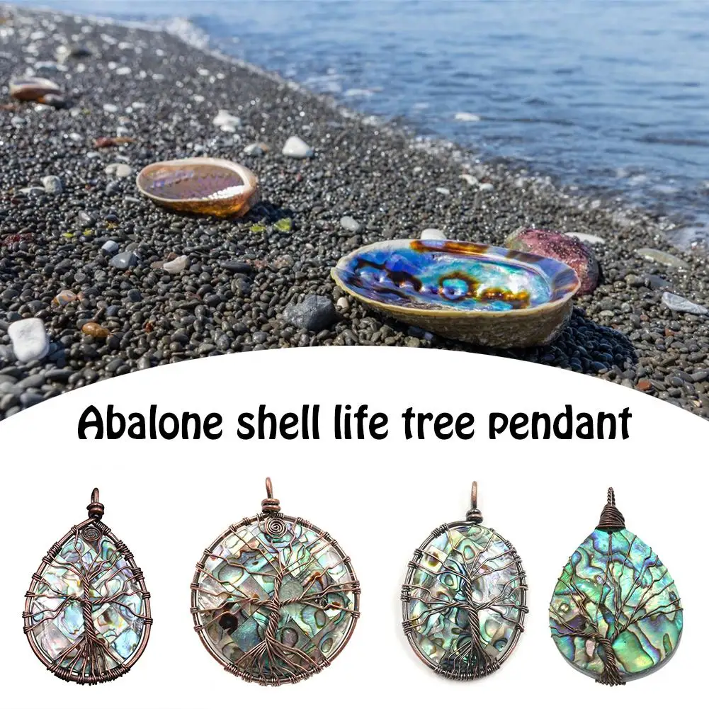 Натуральный корпус Abalone бусина-подвеска Дерево жизни энергии Рейки исцеляющий амулет кристаллы Аметиста ожерелье Чакра Ювелирные изделия камень ремесло