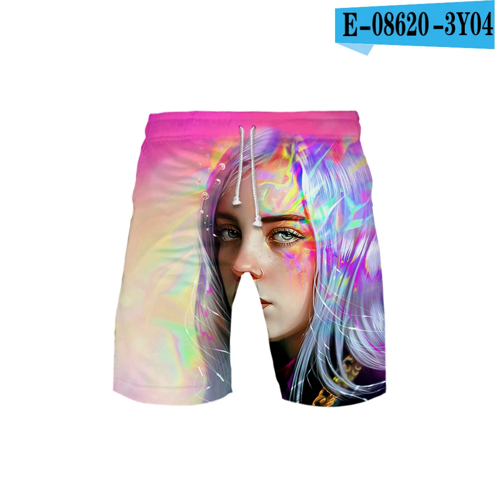 Billie Eilish/комплект из двух предметов с 3D принтом, летний популярный комплект из 2 предметов в стиле хип-хоп, модный спортивный костюм, футболка с высокой посадкой+ короткие штаны, комплекты - Цвет: 3y04