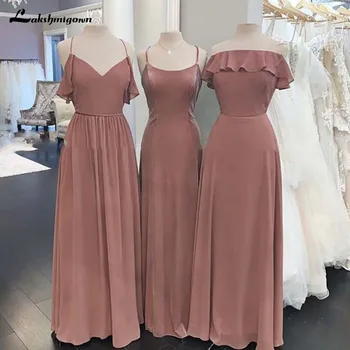 

Simple Long Bridesmaids Dresses Marsala Chiffon Wedding Guest Party Dresses Versatile Maid of Honor Dresses vestido de festa New