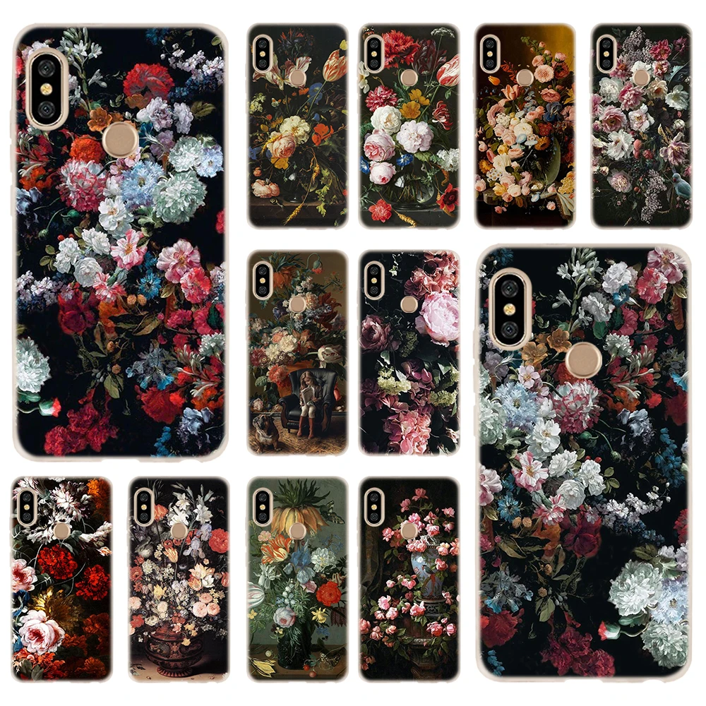 

Soft TPU Case Cover For Coque Xiaomi Redmi 4X 4A 6A 7a Y3 K20 5 Plus Note 8 7 6 5 Pro stilleven met bloemen