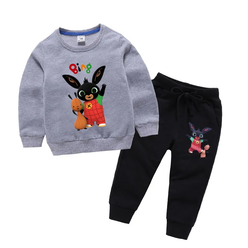 

2-10Year Children Kids Rabbit T Shirt Spring Autumn Baby Boy Girls Long Sleeve Sweatshirts+Pants Sets Bing Bunny Kids Clothing