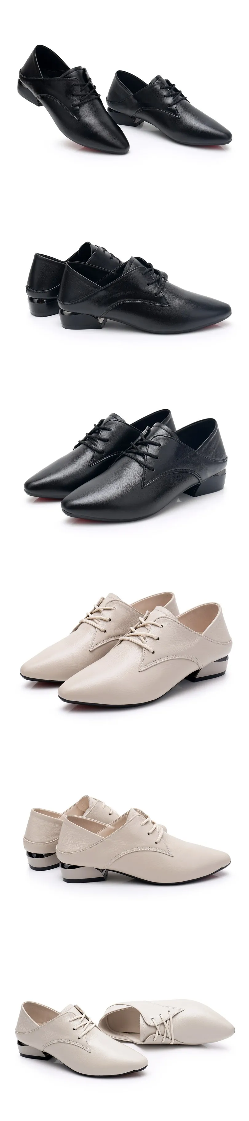 otouno nueva moda Zapatos casuales de cuero de boca profunda zapatos individuales zapatos de mujer de gran tamagno grueso con