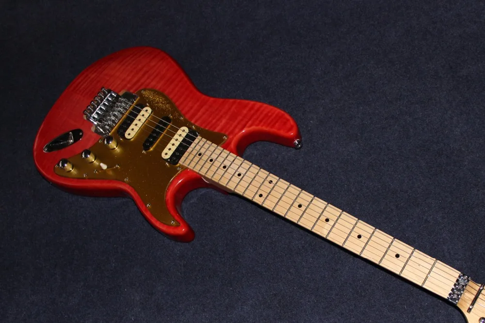 Стиль электрогитара, клен гриф гитара ra, 6 stings gitaar, красный цвет Тигр Пламя Топ. Реальные фотографии