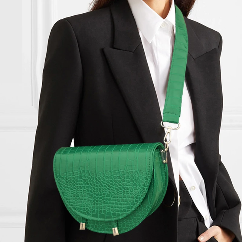 MLHJ Женская сумка через плечо модная крокодиловая полукруглая седельная сумка из искусственной кожи сумки на плечо для женщин дизайнерские сумки
