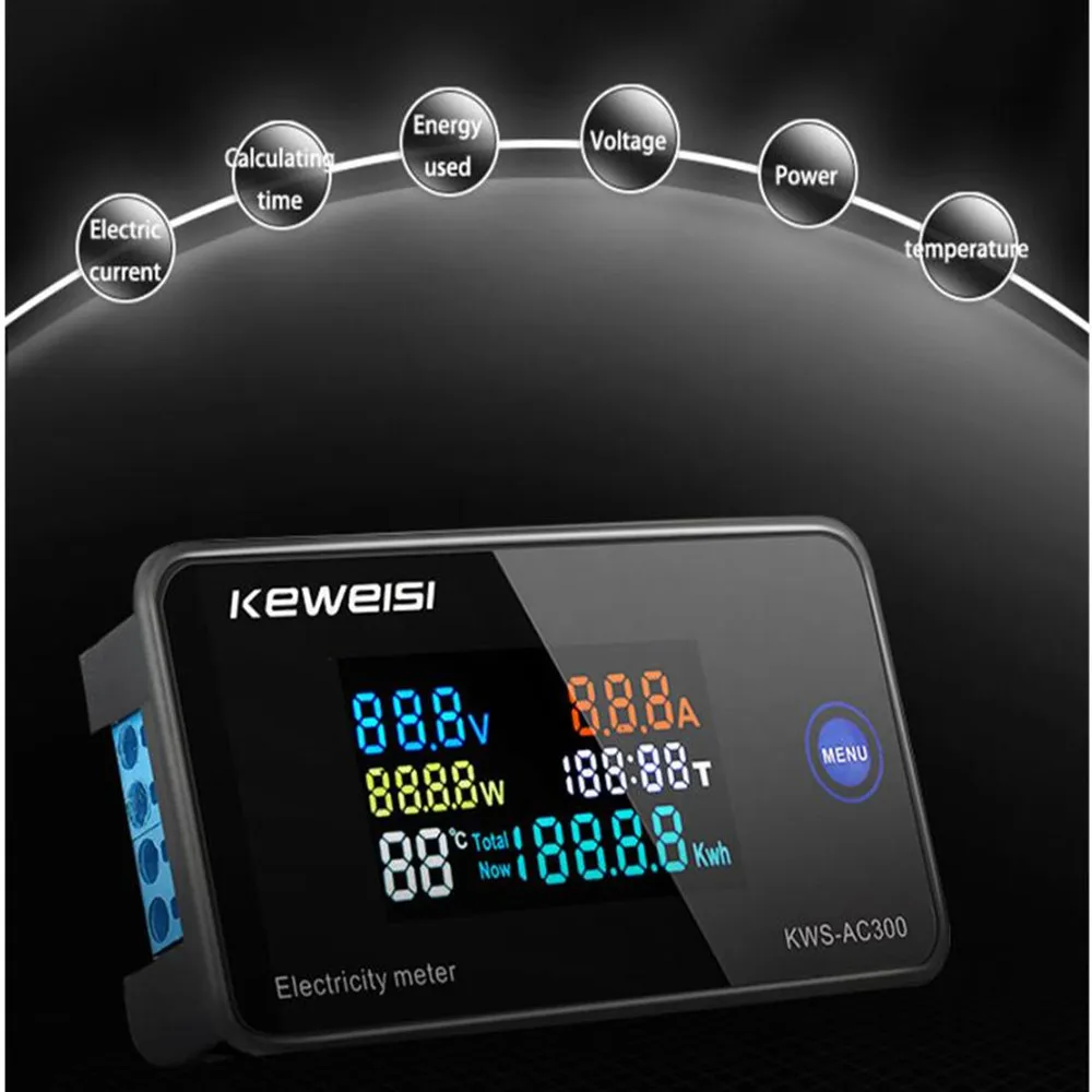 KWS-AC300 Voltmeter Ammeter AC 50-300V LED Wattmeter