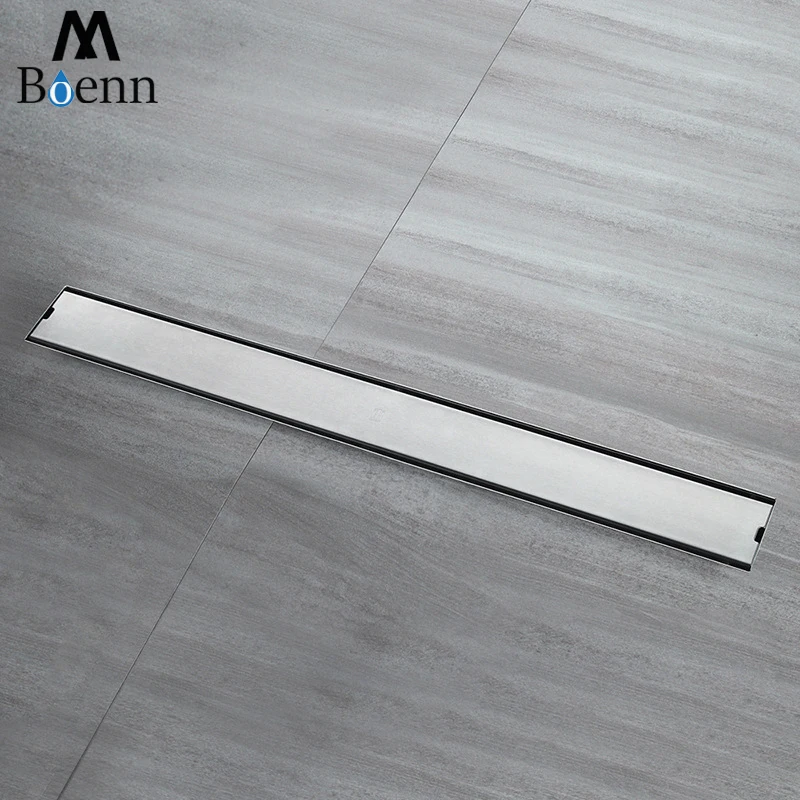 

304 Stainless Steel Long Linear Floor Drains Grate Bathroom Shower Drain 60cm 80cm 100cm 120cm Drainage Brushed