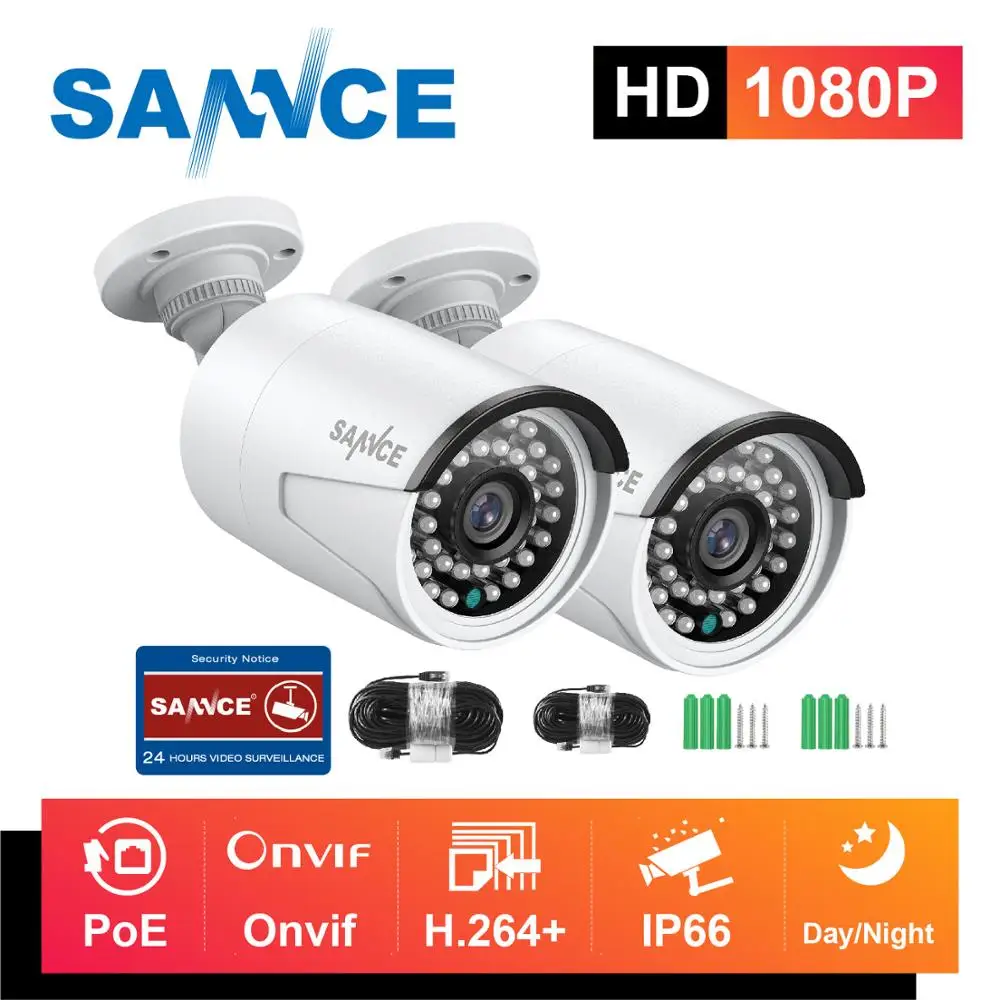 Камера видеонаблюдения SANNCE Ultra HD 2 шт. МП POE для использования в помещении и на