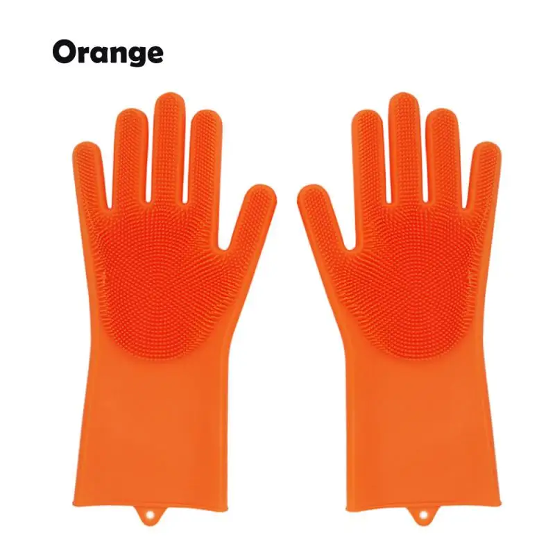 orange 1 пара перчатки для мытья посуды кухонные силиконовые перчатки для чистки Волшебные силиконовые перчатки для мытья посуды щетка для домашнего хозяйства перчатки - Цвет: orange