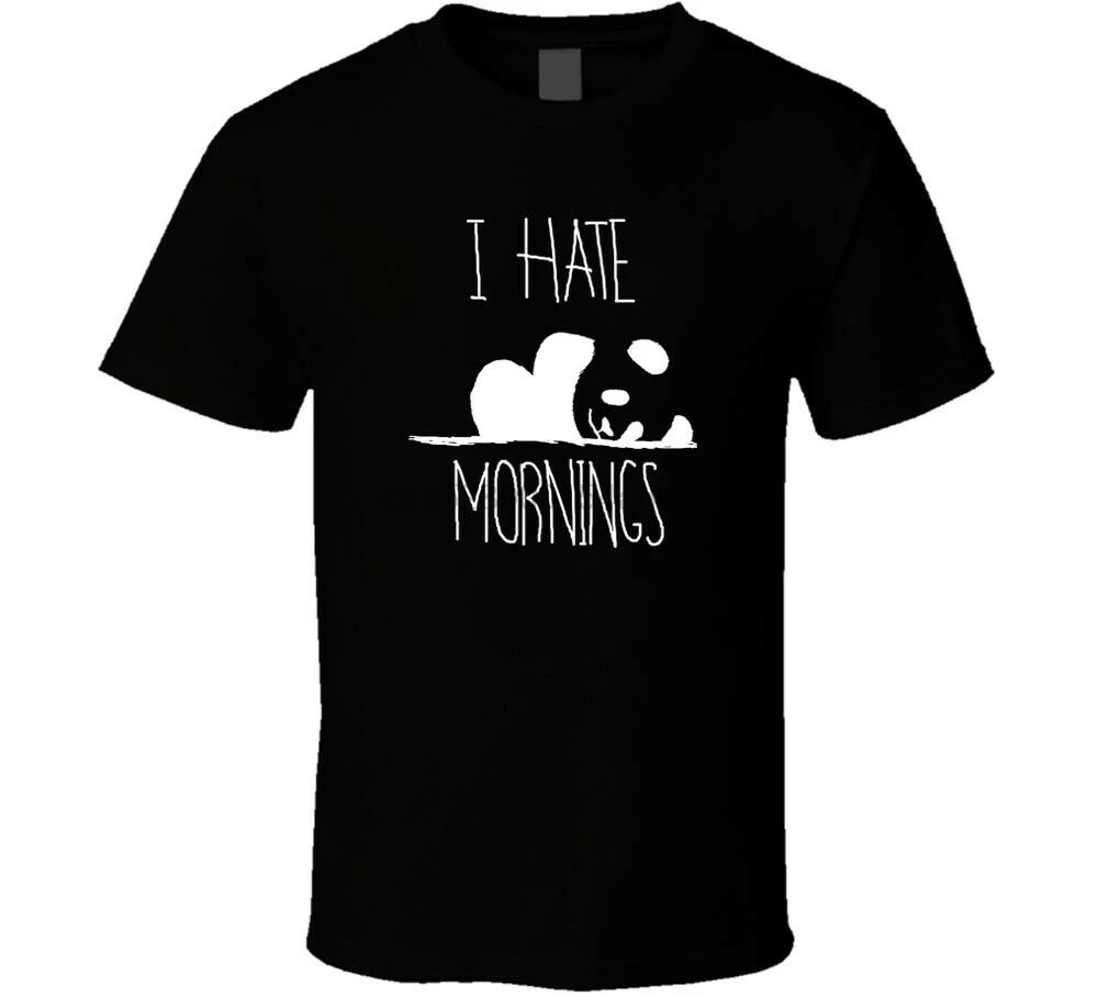 Мужская рубашка в стиле ретро I HATE Morning черно-белая футболка бесплатная доставка |