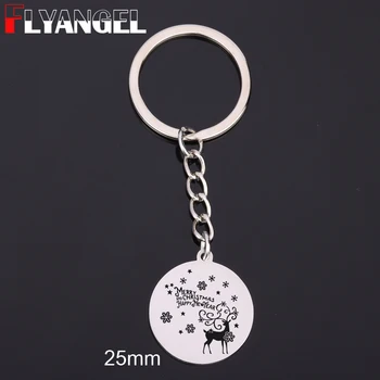 

FLYANGEL Engraved Christmas Deer Keychain Fashion Pendant Key Holder Christmas Decorations Bag Charm Gifts For Child Family