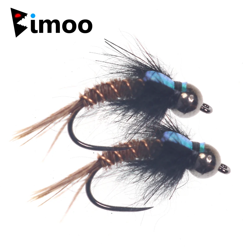 

Bimoo 6PCS #8 #10 #12 Tungsten Bead Head Flash Back Pheasant Tail Nymph Barbless Fast Sinking Fishing Fly Trout Lure Bait