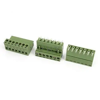 3 Pcs 300V 10A 7 Pin PCB Screw Terminal Block Connector 5.08mm Pitch Army Green | Обустройство дома