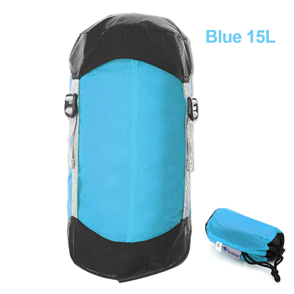 Blue 15L Lixada Сверхлегкий компрессионный спальный мешок, компрессионный мешок на завязках, сумка-Органайзер 10L/15L/20L для походов и кемпинга - Цвет: Blue 15L