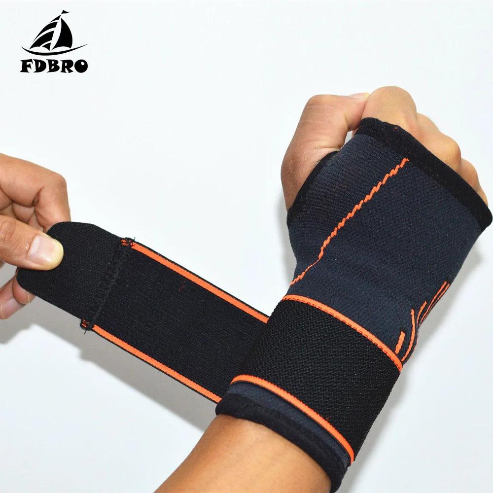FDBRO 1PCS Adjustable Wrist Support Pro Elastic Bracers Pressurization Protect Hand Palm Strap Wraps Hand Prevent Sprains Sale