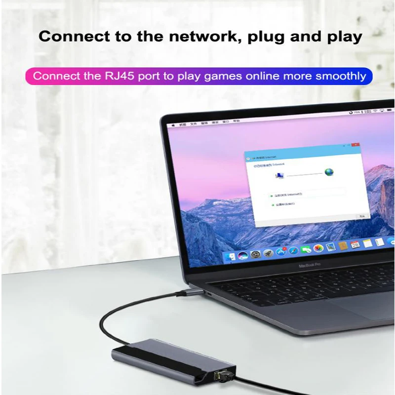 USB концентратор tebe Type C HDMI 4K PD TF/SD кардридер слот Rj45 USB3.0 7 в 1 адаптер док станция для