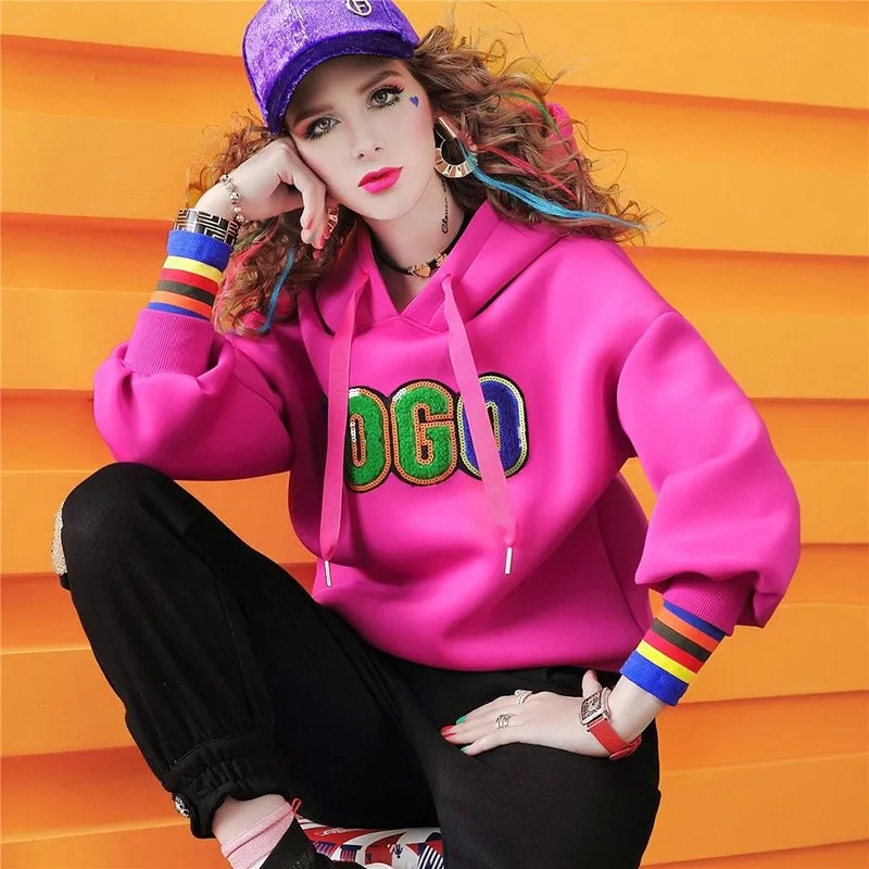 

2020 New Basic Hoodies For Women Leisure Female Autumn Winter Letter Print Casual Sweatshirt Hip Hop Tops Lu1264
