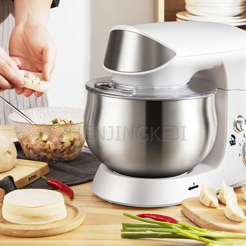 Household Dough Mixer Chef Machine Stainless Steel 220V 3.5L Whisk Kneading Minced Meat Fresh Milk Blender Multifunction Cooking