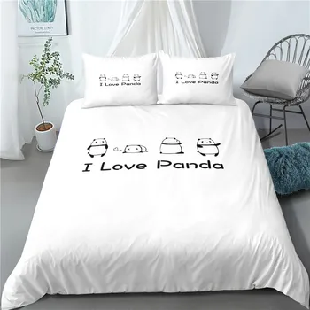 

Panda Cartoon Character Microfiber Duvet Cover Queen Double Bed Linen Set Custom Bedroom Comforter Cover Kids Home Bedding