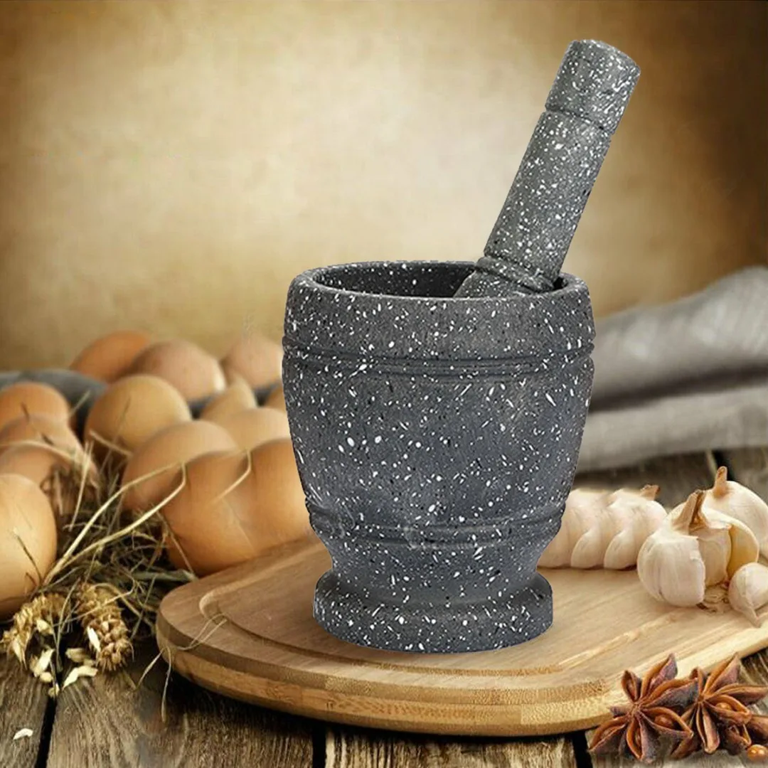 Granite Pestle and Mortar Set Herb Spice Pepper Garlic Grinder Solid Crusher