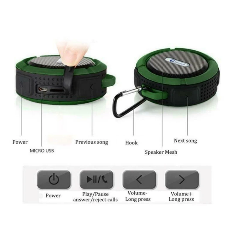 Водонепроницаемый Bluetooth динамик наружный сабвуфер Портативный 8D стерео HiFi Громкоговоритель Громкая связь вызов IPX4 для кемпинга пешего туризма рыбалки