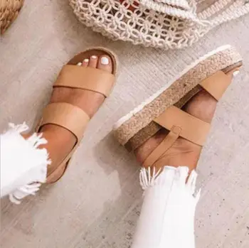 

women summer beach sandals 2020 NEW high heels shoes gladiator comfortable plus size shoes casual wedge cork shoes woman