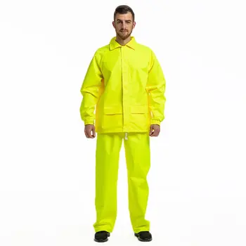 

Highlight Fluorescent Raincoat Oxford Cloth PU Layer Waterproof Workwear Suit Workwear Suit Breathable Suit