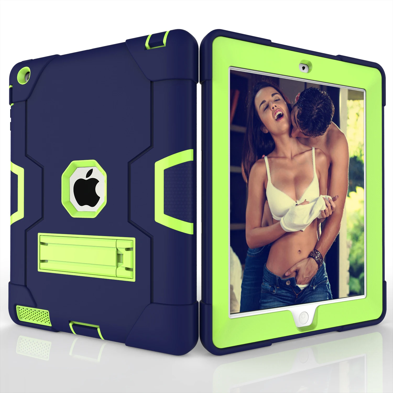 Чехол Funda для IPad 2, 3, 4 A1395 A1396 A1397 A1416 A1430 A1403 модели оболочки Безопасный детский Броня мягкий ударопрочный силиконовый+ жесткий чехол - Цвет: for iPad 2 3 4 green