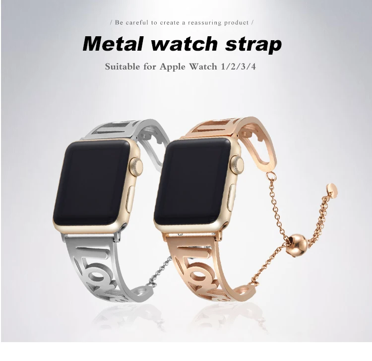 Для Apple series 1 2 3 4 ремешок для часов, женский браслет из нержавеющей стали для iWatch 38 мм 42 мм