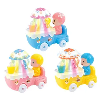 

Mini Ice Cream Candy Car House Battery Powered Girl Gift Child Kid Play Toy Umbrella Rotation Accompanied by Colorful Lights