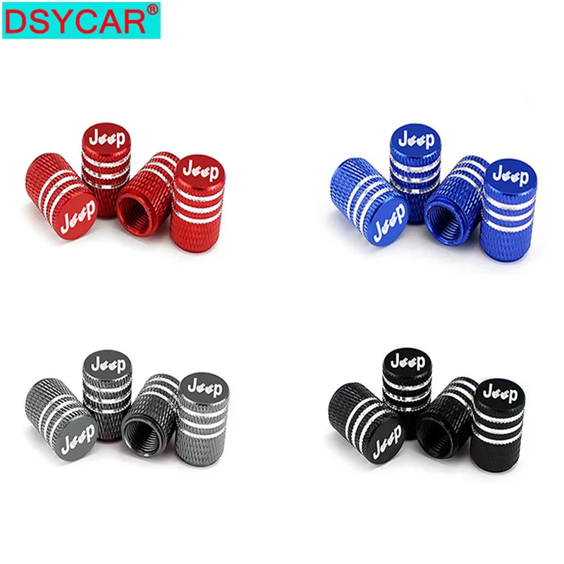 

DSYCAR 4Pcs/Set Universal Jeep Logo Alu-alloy Tire Valve Caps for Car Truck Motorcycle Bicycle Valve Stem Cover Tire Accessories