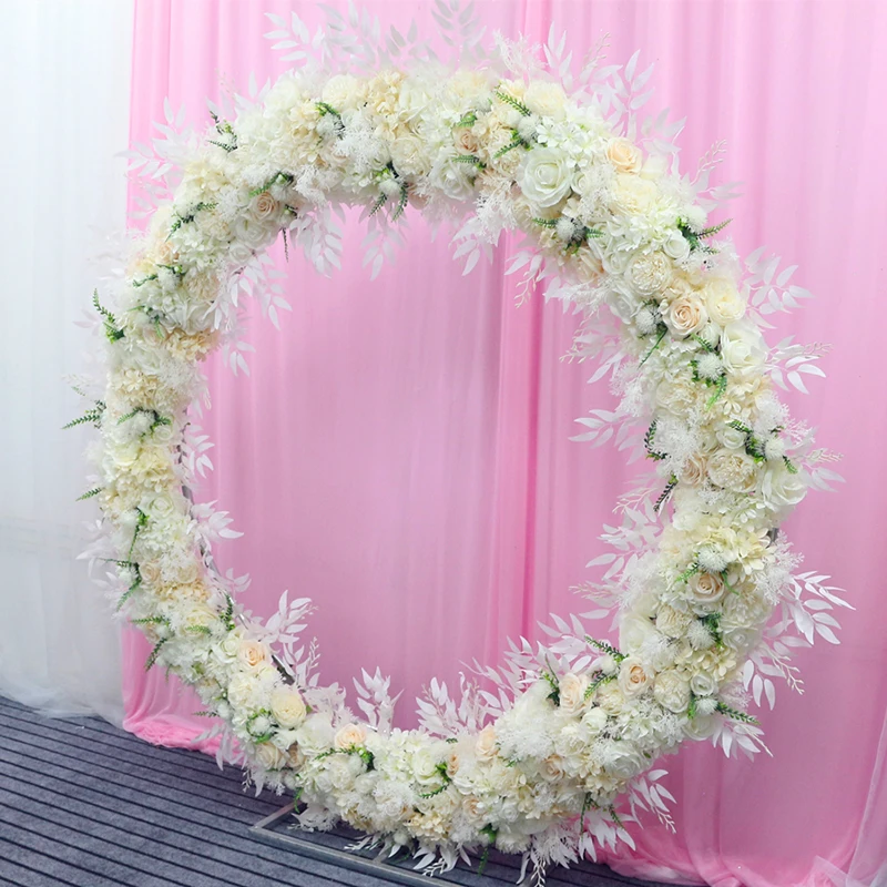 JAROWN Artificial Rose Peony Eucalyptus White Silk Flower Row Wedding Party Home Decor Table Centerpiece Flower Corner Flowers (14)