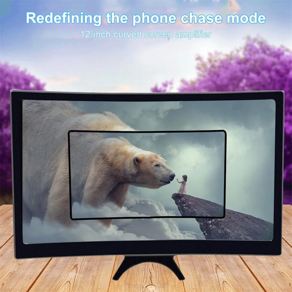 12 дюймов мобильный телефон видео изогнутый экран усилитель 3D HD Лупа подставка держатель портативный мобильный для iPhone HUAWEI samsung