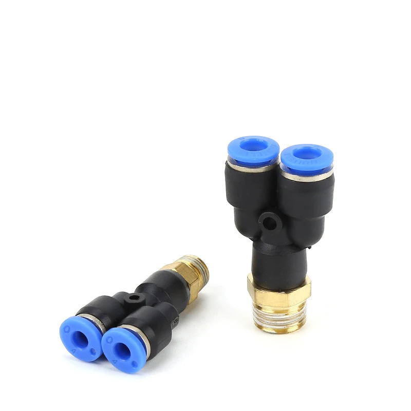 4mm 6mm 8mm 10mm 12mm Tube To 1/8&quot 1/4&quot 3/8&quot 1/2&quot BSP Male Thread Branch Y Type One Touch Air Pneumatic Push In Pipe Fitting |