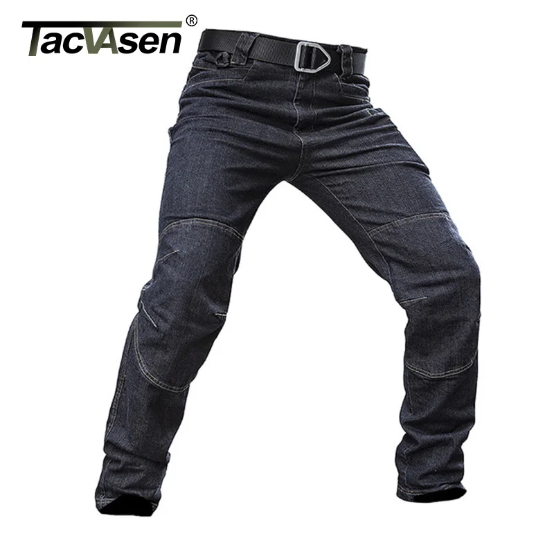 TACVASEN, мужские брюки, джинсы, Осенние, военные, прямые, джинсовые, тактические брюки, стрейчевые, для городской безопасности, спецназ, армейские штаны, брюки