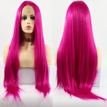 Фиолетовый розовый синтетический 13*3 парик на кружеве, жаропрочные длинные прямые стойкие волокнистые волосы, средний пробор, натуральные волосы для женщин, парики