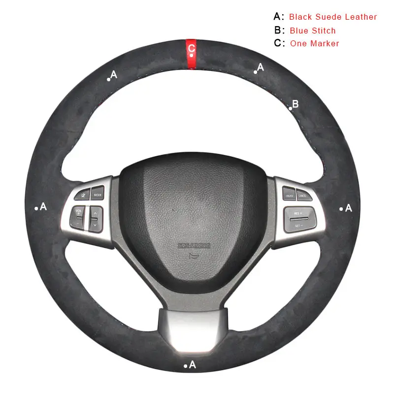 Авто оплетка на руле Крышка для Suzuki Swift Sport 2012 2013- Vitara S- DIY автомобильные чехлы - Название цвета: Suede Leather