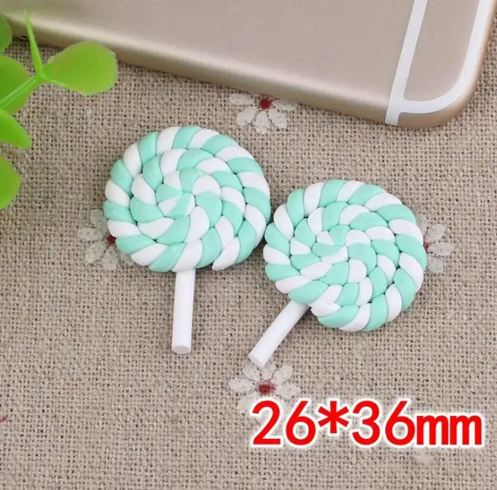 10pcs /lot High Quality Beauty Kawaii Rainbow lollipop Candy Polymer Clay Cabochons Flatback For DIY Phone Decoration 