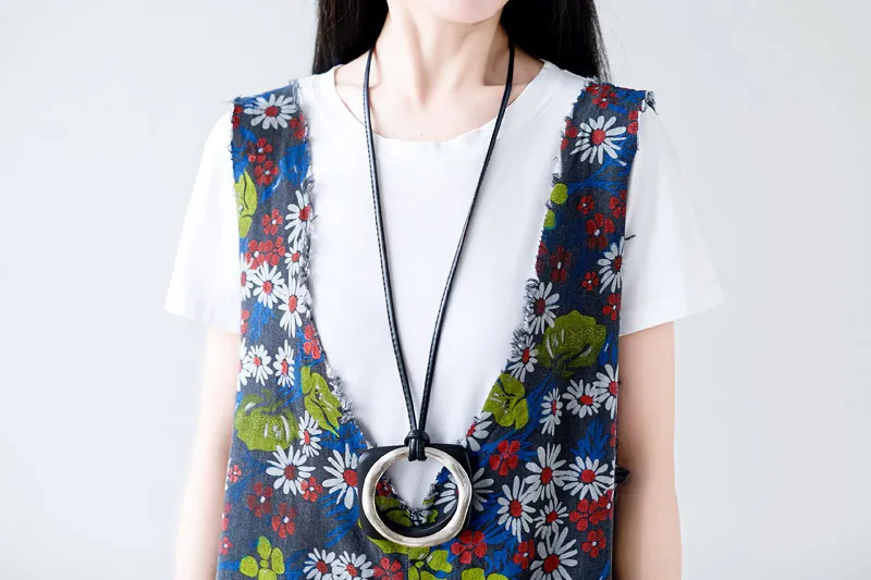 0338 Summer Denim Jumpsuit Women Floral Print Big Pocket Loose Oversize Vintage Jeans Jumpsuit Ladies Vintage Adjustable Strap