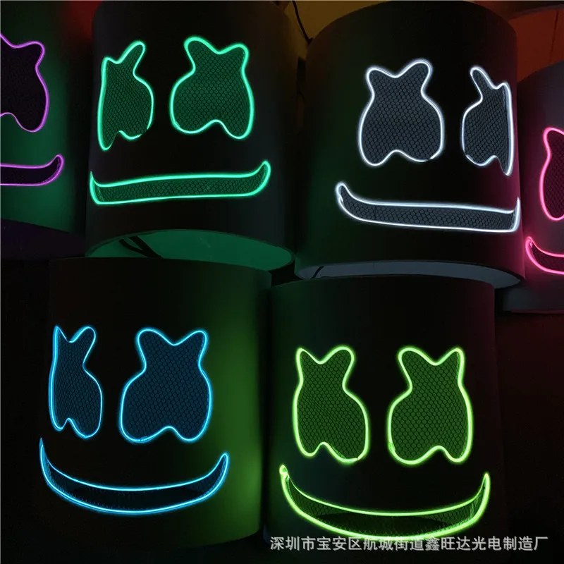 

Factory Direct El Cold Light Halloween Marshmallow Cotton Candy Shining Mask LED Mask Currently Available Stability